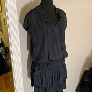 Black Pleated Tiered Dress